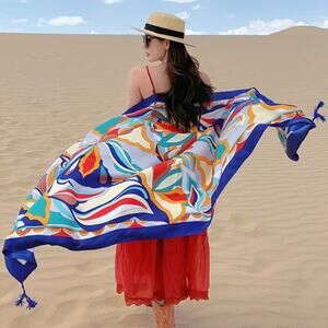 2/$30 NEW Beach Coverup Body Wrap Large Blanket Head Scarf Abstract Printed